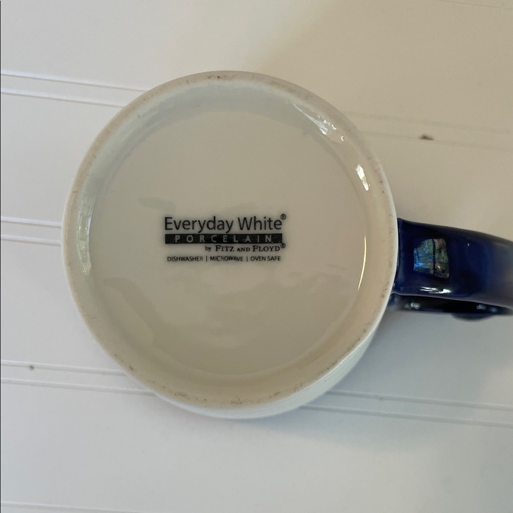 Fitz and Floyd White Mug with Blue Bird Handle Everyday White Porcelain - Picture 2 of 9